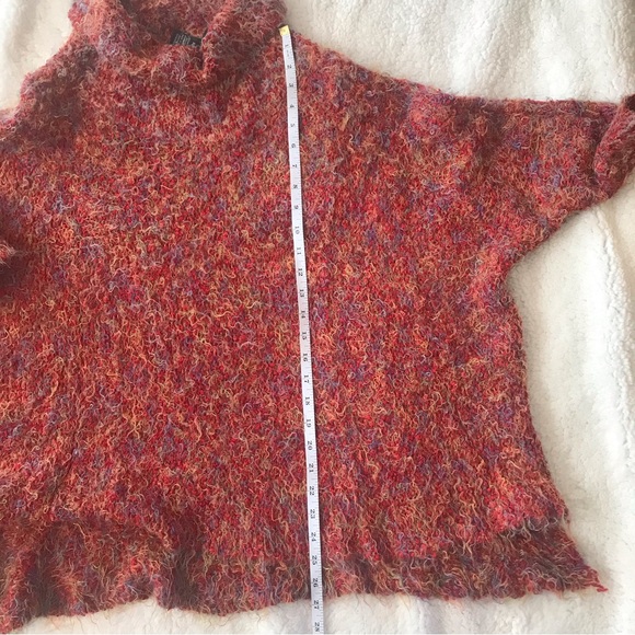 BCBG Fluffy Eyelash Knit Red Dolman Cowl Turtleneck Sweater - Picture 5 of 7